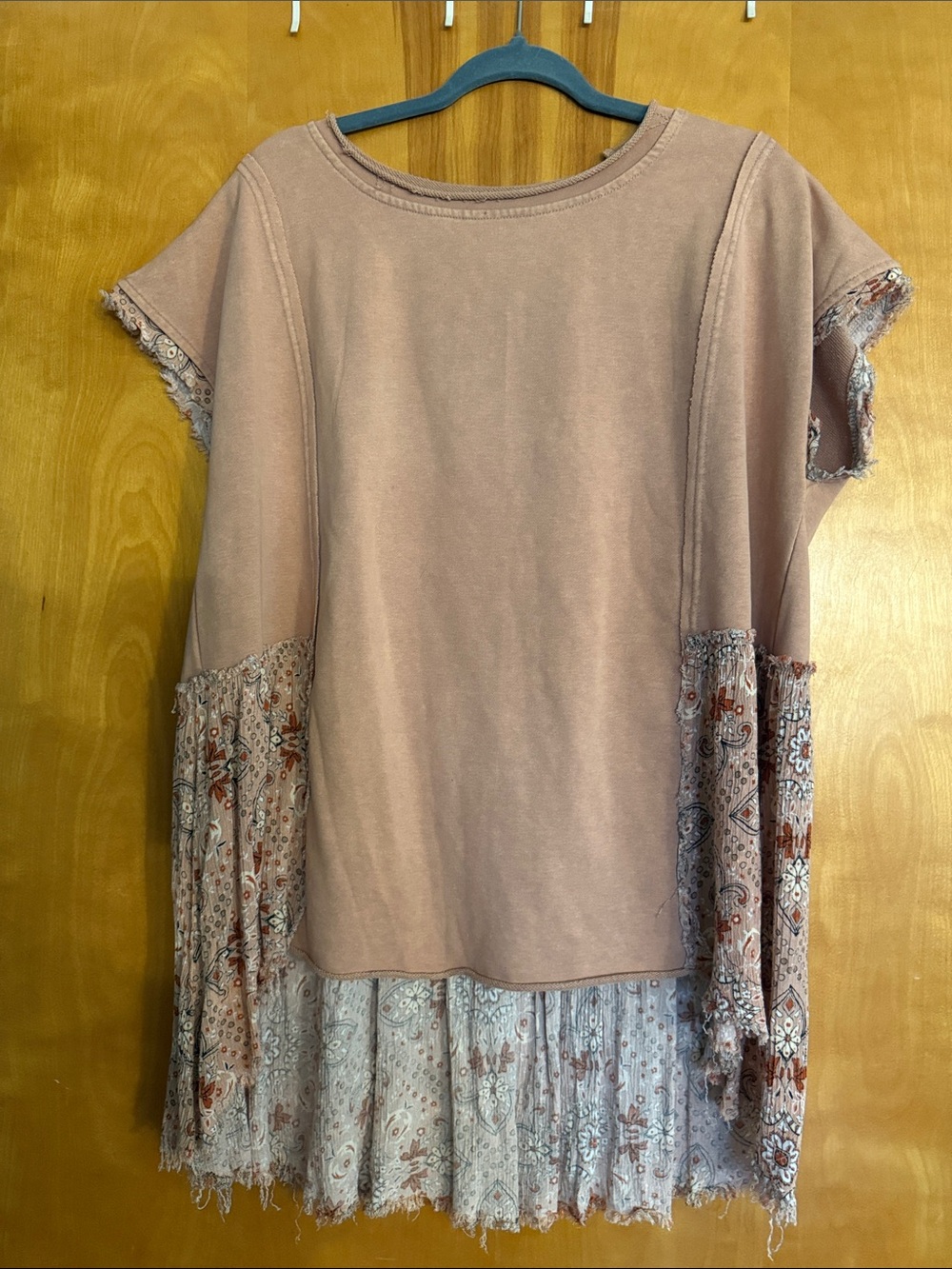 Oli & Hali Dusty Rose Mixed-Media Short Sleeve Top Tunic. Worn Once Sz L